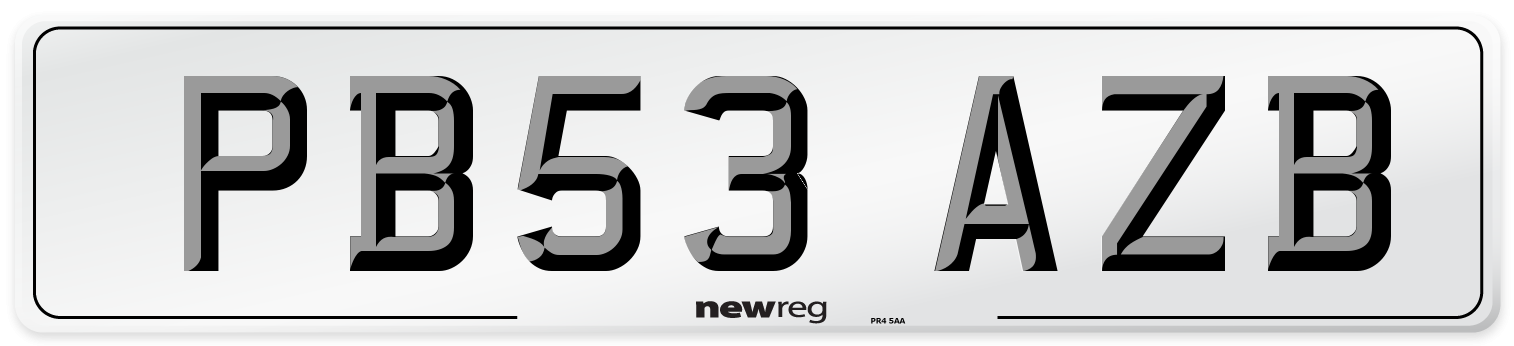 PB53 AZB Number Plate from New Reg